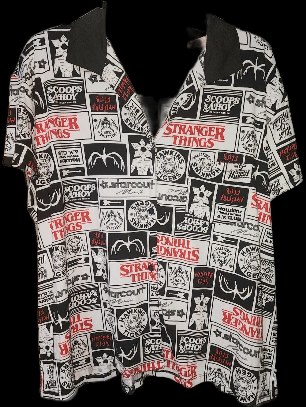 Stranger Things Graphic Short-Sleeve Shirt - Black/White/Red Pajama Set